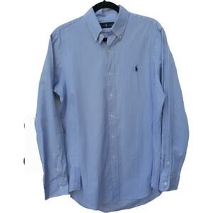 Ralph Lauren Size Medium Dress Shirt Light Blue Striped Mens